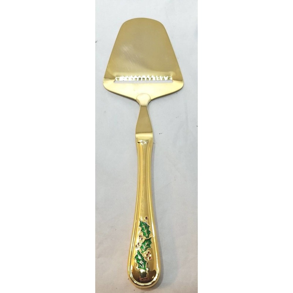 Vintage Hollyday Retroneu Cloisonne 24k Gold Electroplated Cheese Slicer NIB